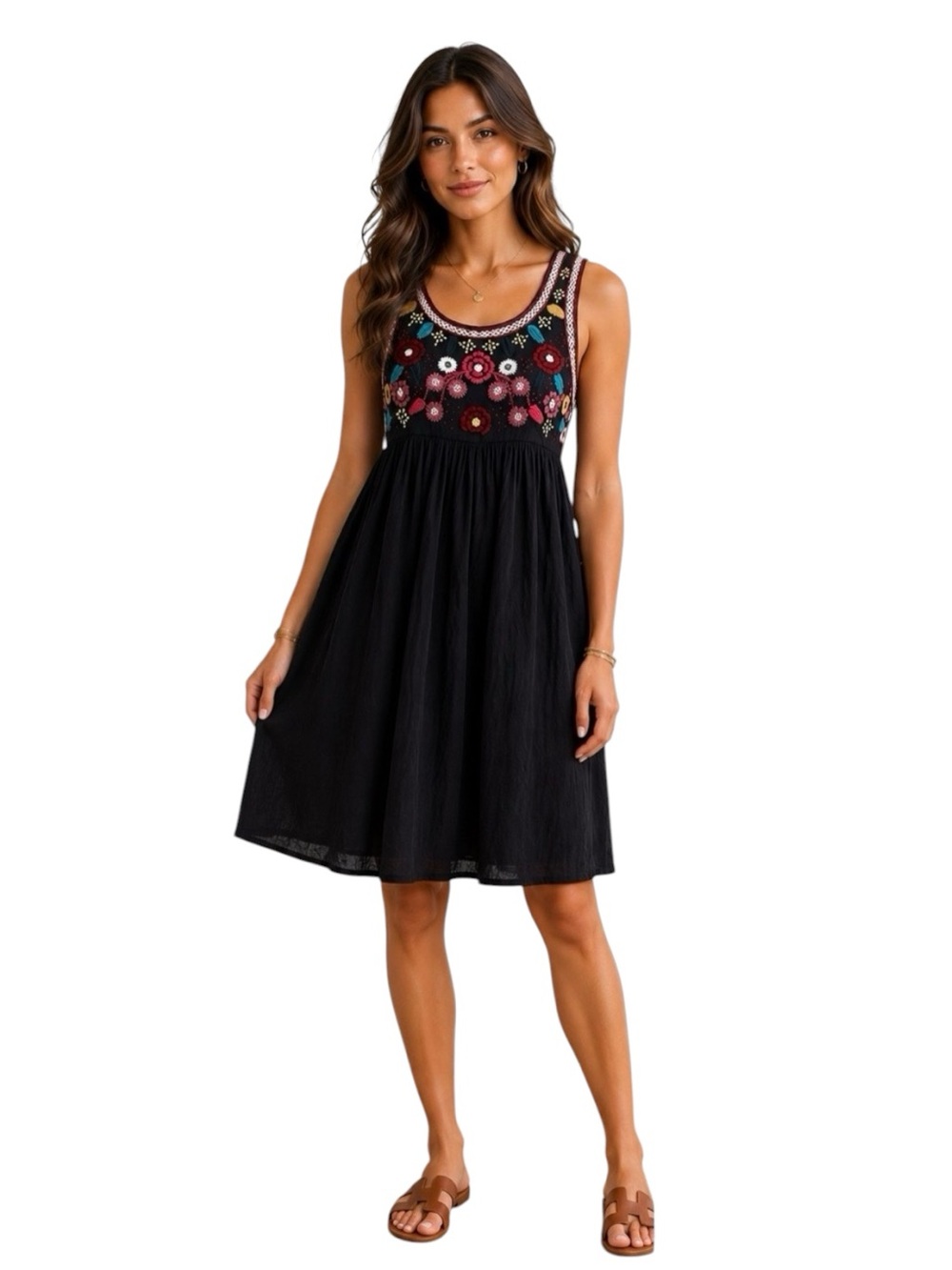 Fragonard Parfumeur T3 Embroidered Sleeveless A Line Dress (fits Medium)